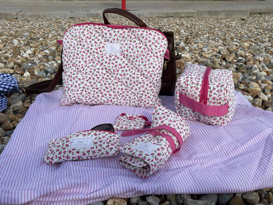 Handmade large quilted cosmetic storage bag