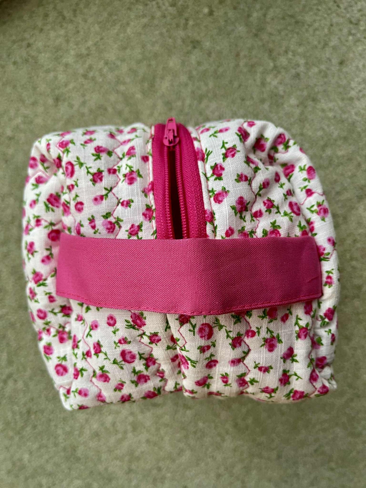 Handmade large quilted cosmetic storage bag