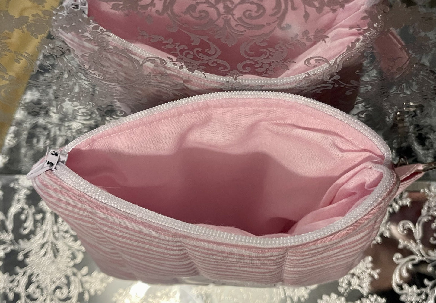 Handmade Quilted Zip Pouch – Cotton Hygiene & Essentials Bag