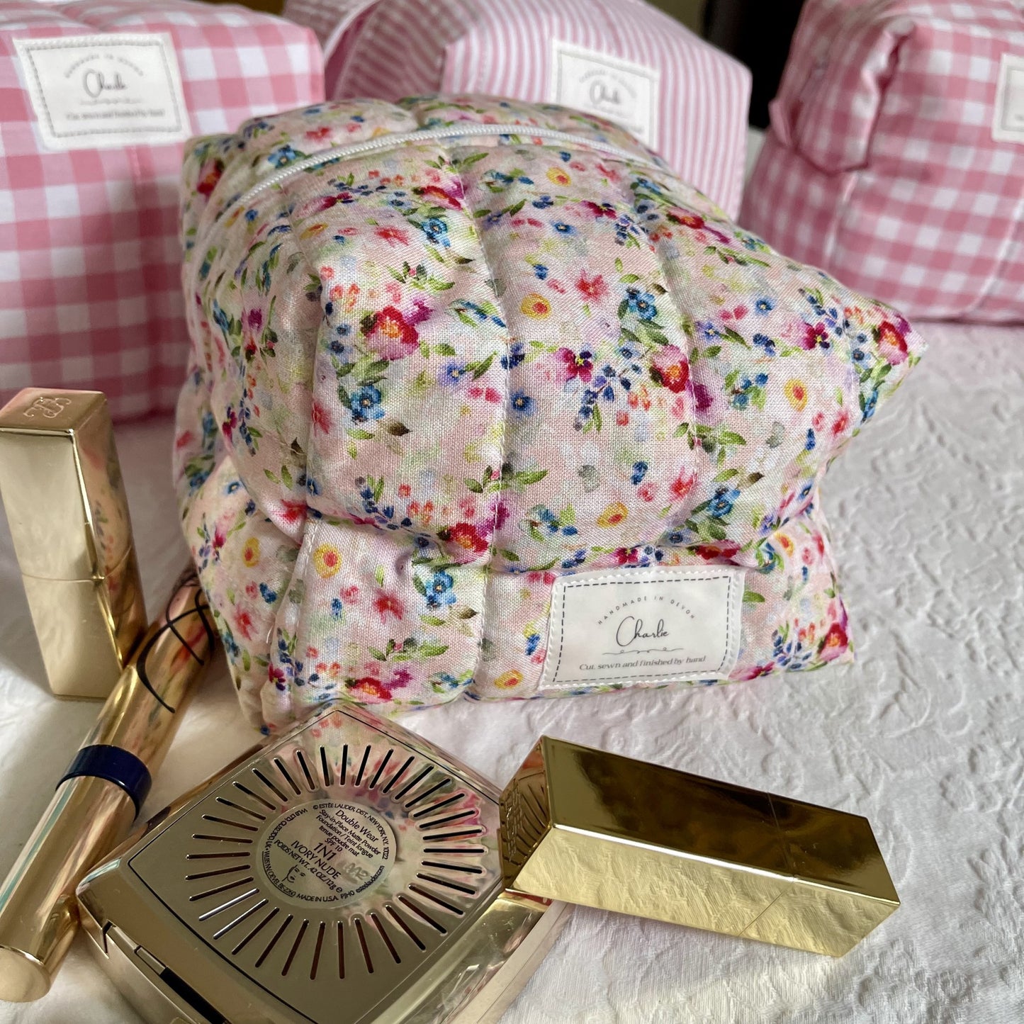 Handmade Quilted Cosmetic Bag Size Medium