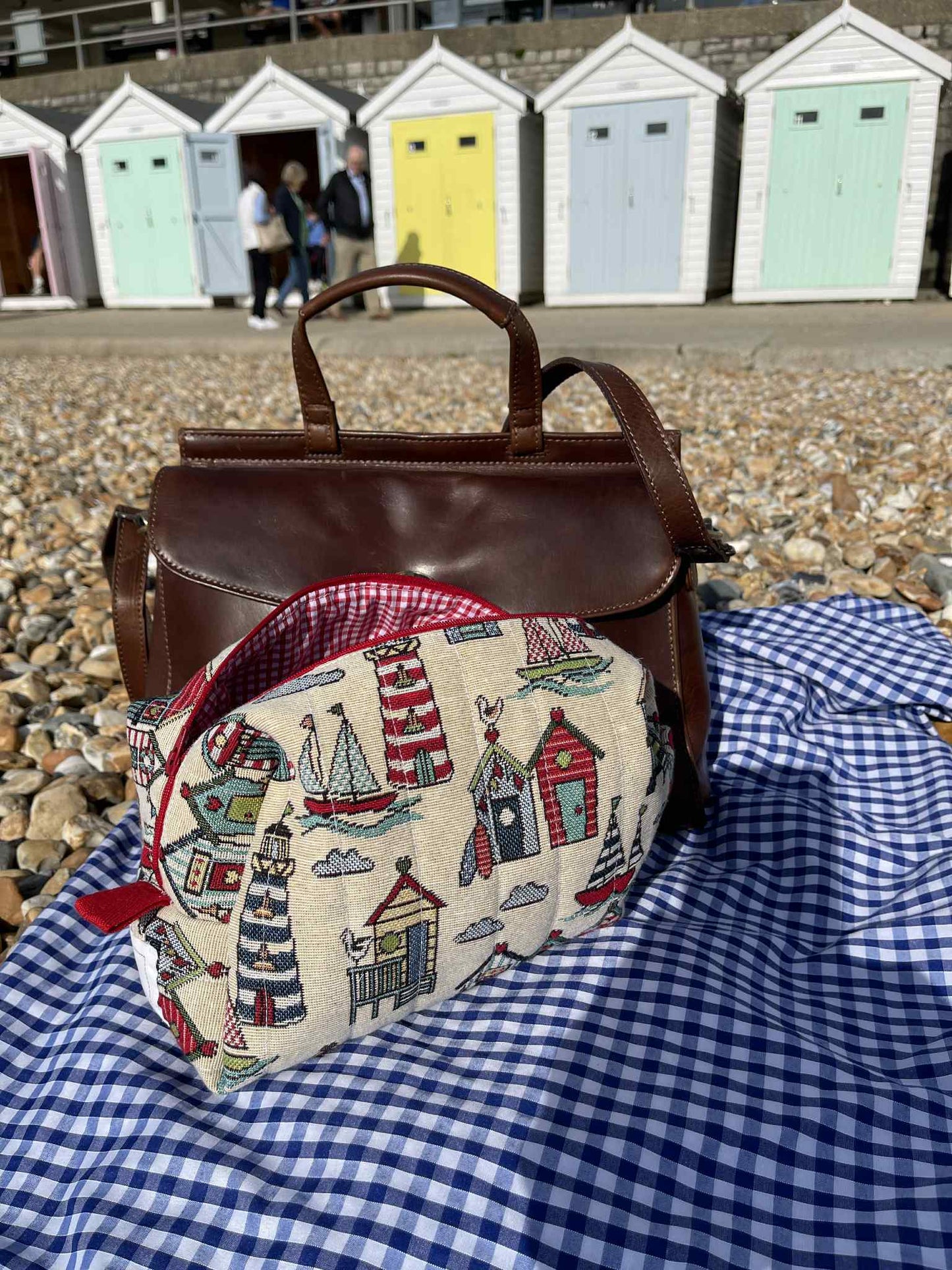 Handmade large quilted cosmetic storage bag